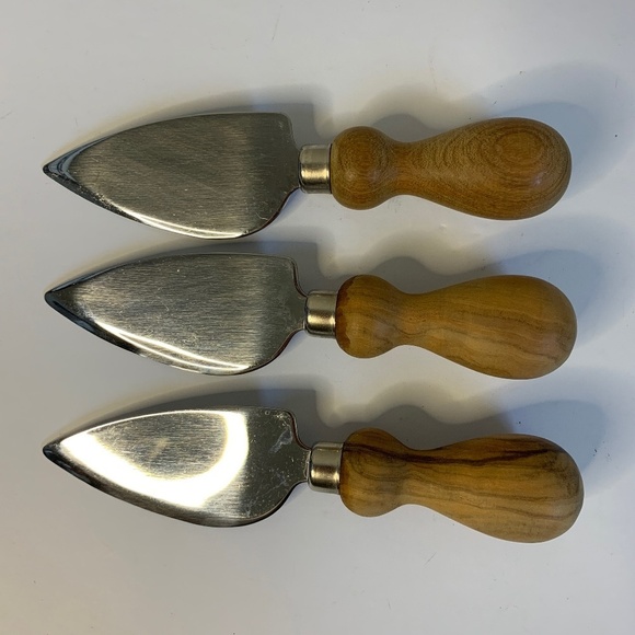 nox Italy Cheese Knife Spreader 3 Piece Set Stainless Steel Wooden Handle - Picture 1 of 12